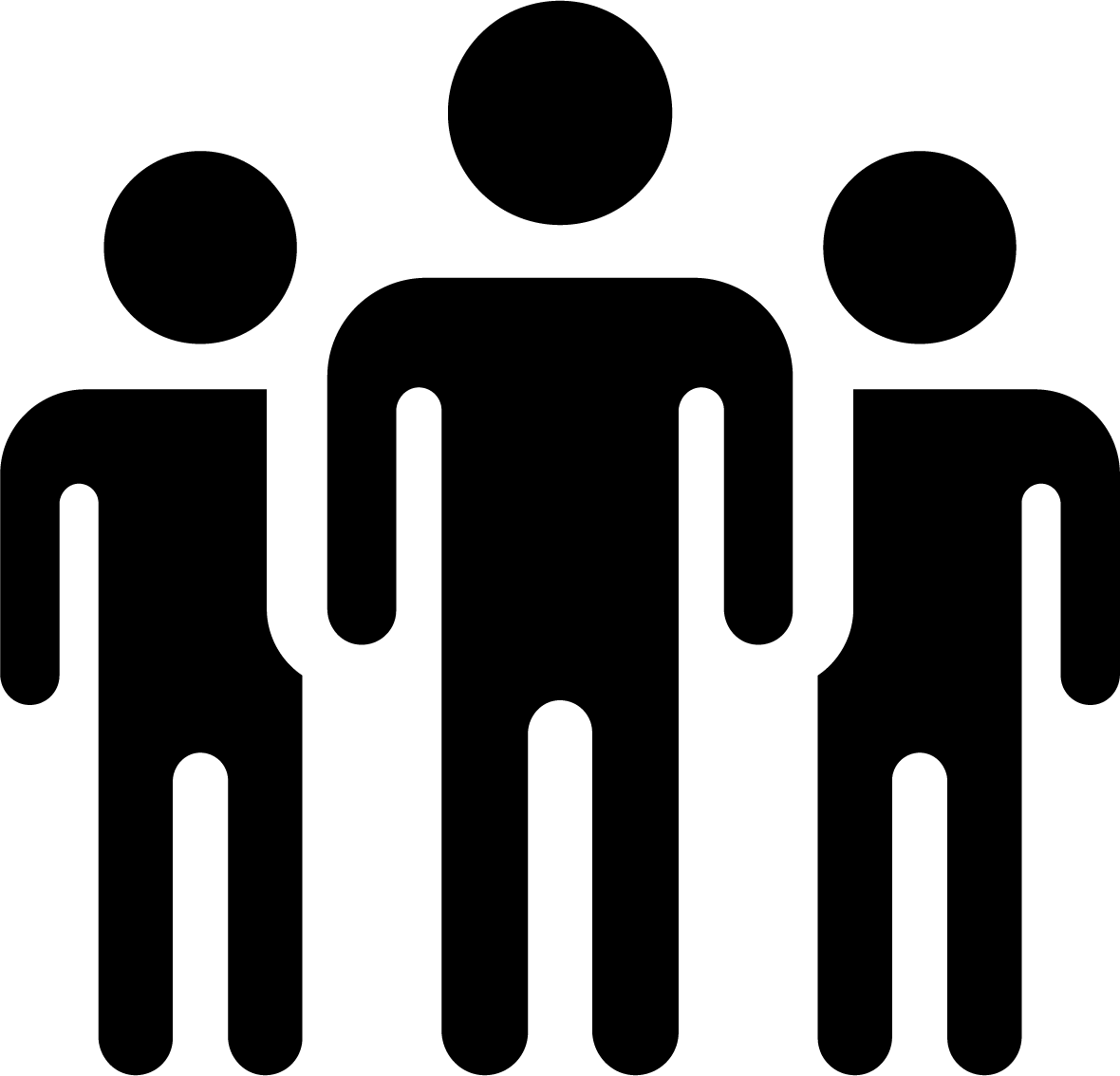 Silhouette of 3 people standing together